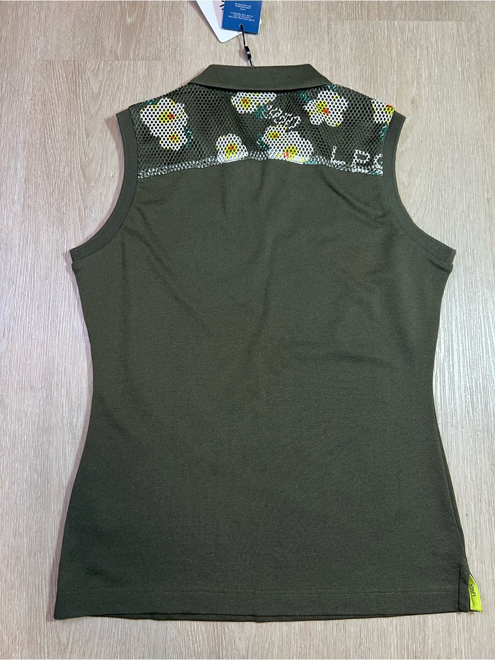 Floral Mesh Accent Sleeveless Golf Polo Top Women's - Picture 2 of 7